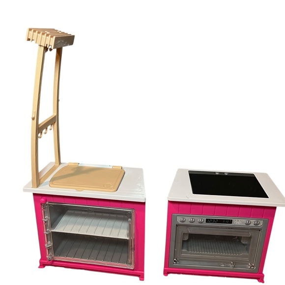 Barbie Light Up Sounds Oven Stove Grill Ultimate Kitchen Pink Lot furniture - Picture 3 of 8
